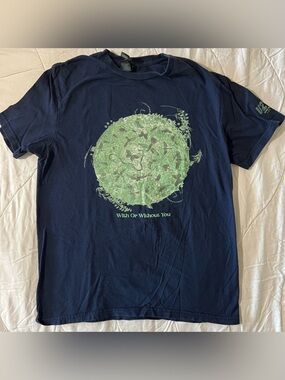 U2 Navy Blue T-Shirt with Green Graphic "With Or Without You"